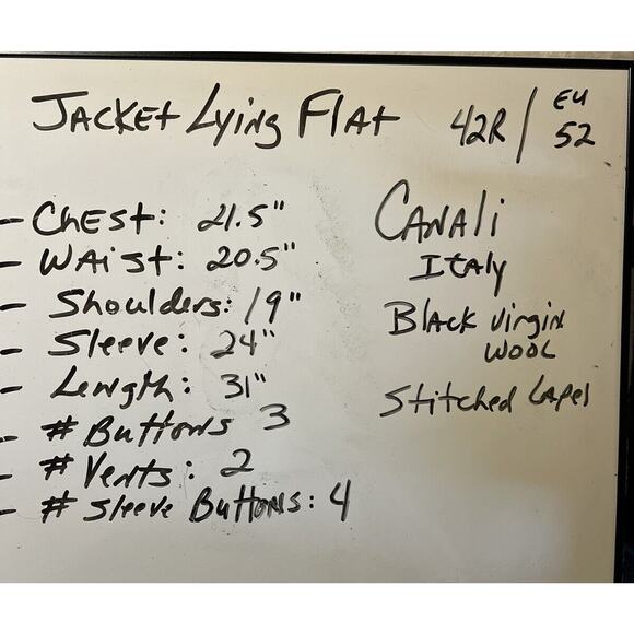 Canali 42R EU52 Mens Black Virgin Wool 3 Button Blazer Sport Coat Jacket - Picture 9 of 14